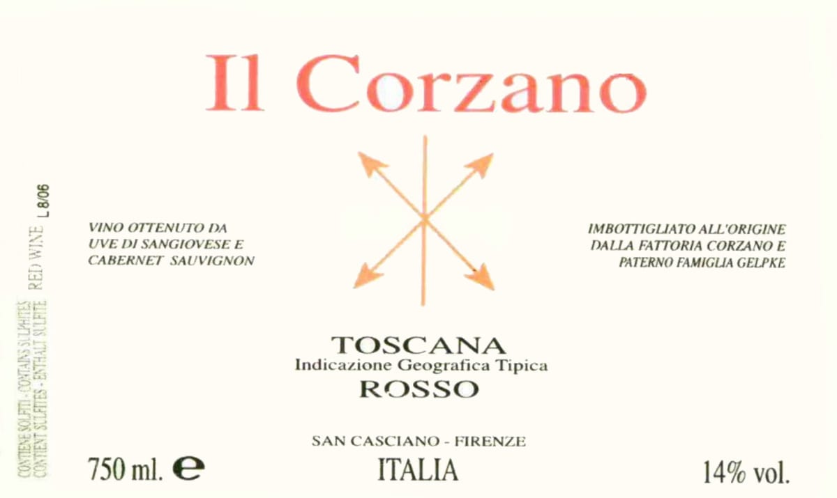 Corzano e Paterno Toscana Il Corzano Rosso 2006 Front Label
