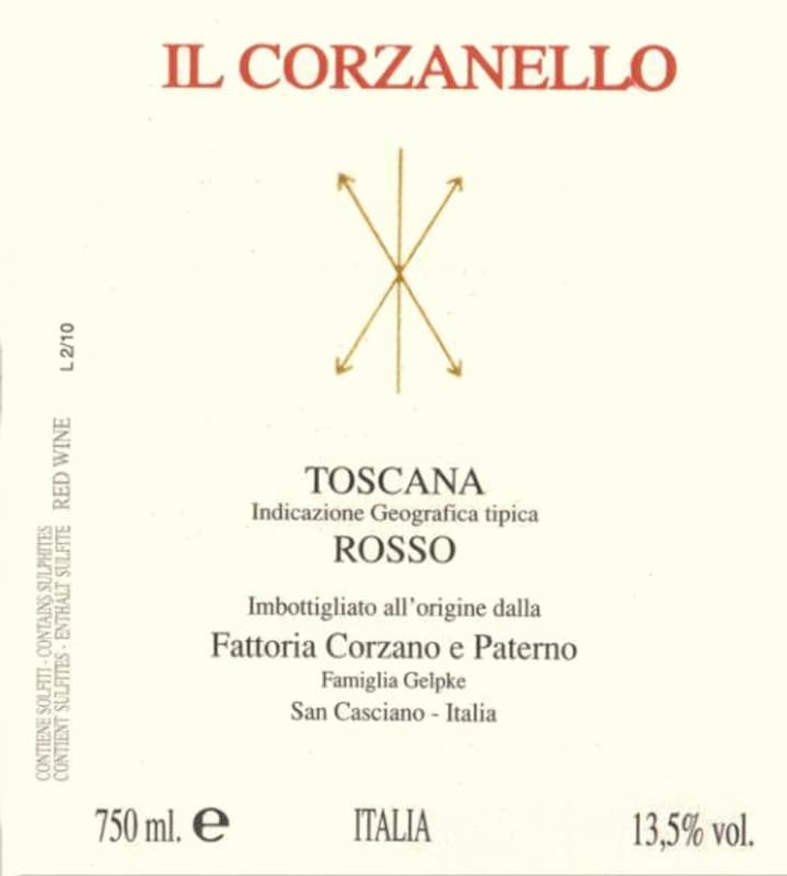 Corzano e Paterno Toscana Il Corzano Rosso 2014 Front Label