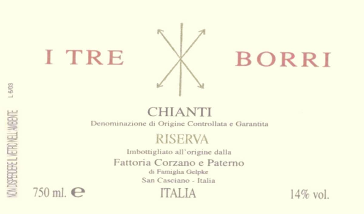 Corzano e Paterno Chianti I Tre Borri Riserva 2007 Front Label
