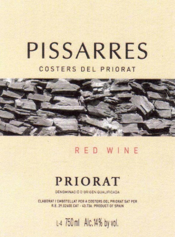 Costers del Priorat Pissarres 2011 Front Label