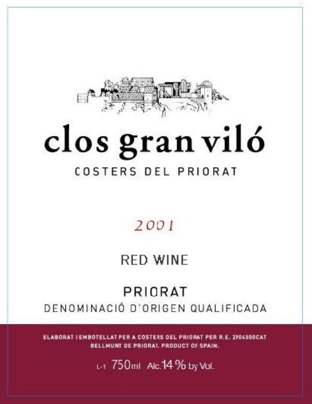 Costers del Priorat Gran Clos Vilo 2001 Front Label