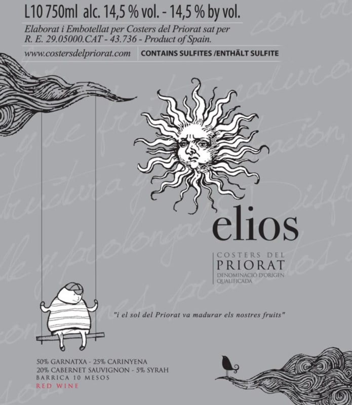 Costers del Priorat Elios 2014 Front Label