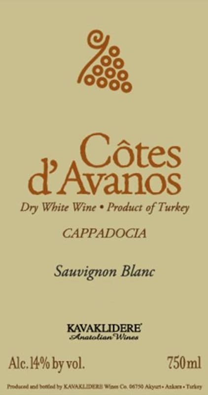 Cotes d'Avanos Cotes d'Avanos Sauvignon Blanc 2014 Front Label