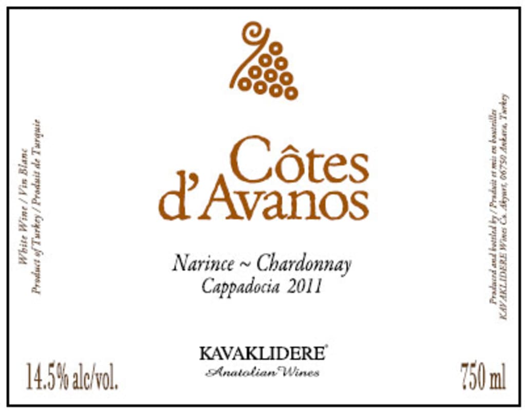 Cotes d'Avanos Cotes d'Avanos Narince Chardonnay 2011 Front Label