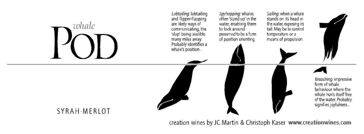 Creation Wines Whale Pod Syrah Merlot 2015 Front Label