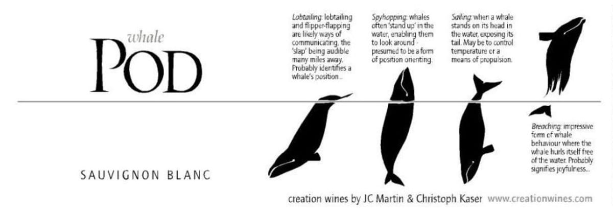 Creation Wines Whale Pod Sauvignon Blanc 2015 Front Label