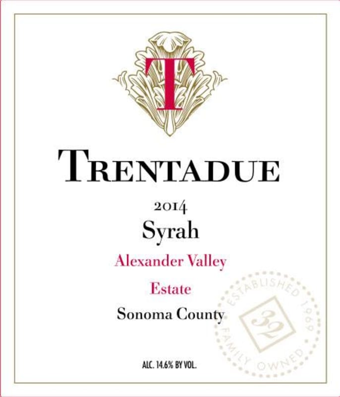 Trentadue Alexander Valley Estate Syrah 2014 Front Label