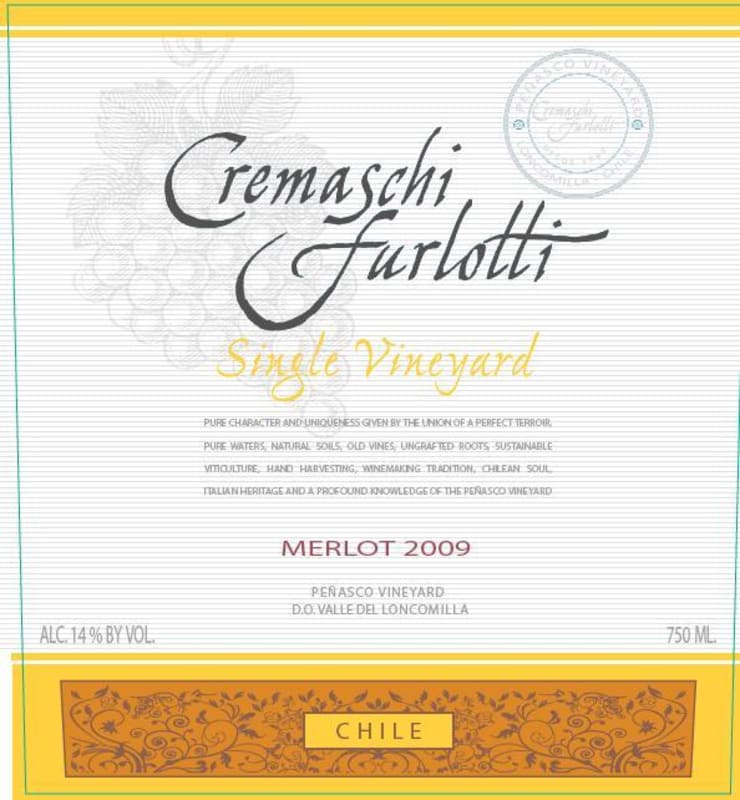Cremaschi Furlotti Single Vineyard Merlot 2009 Front Label