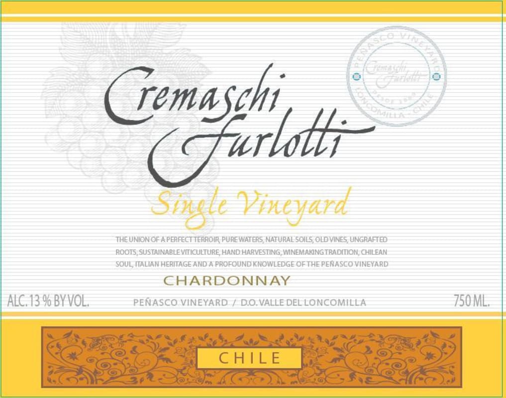 Cremaschi Furlotti Single Vineyard Chardonnay 2014 Front Label