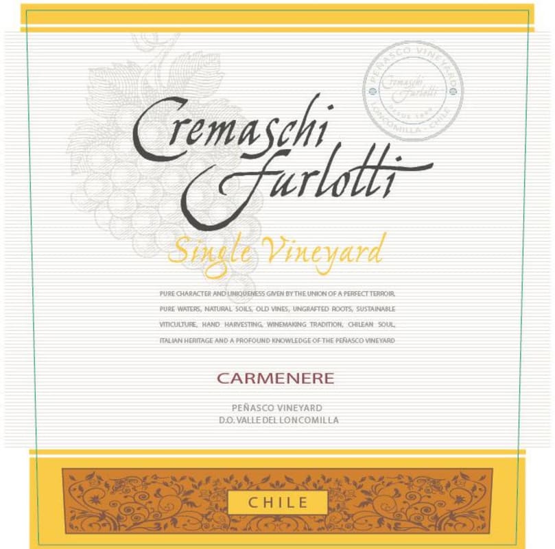 Cremaschi Furlotti Single Vineyard Carmenere 2013 Front Label