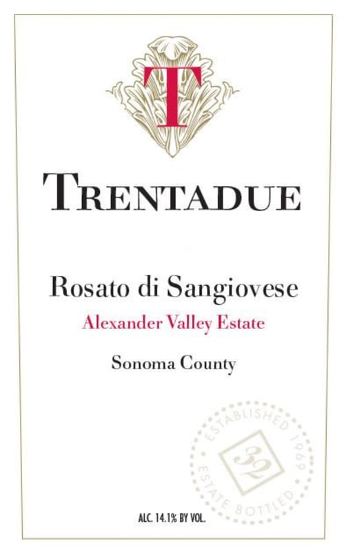 Trentadue Alexander Valley Estate Rosato Di Sangiovese 2015 Front Label