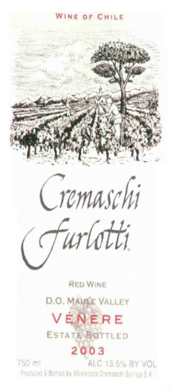 Cremaschi Furlotti Venere 2003 Front Label