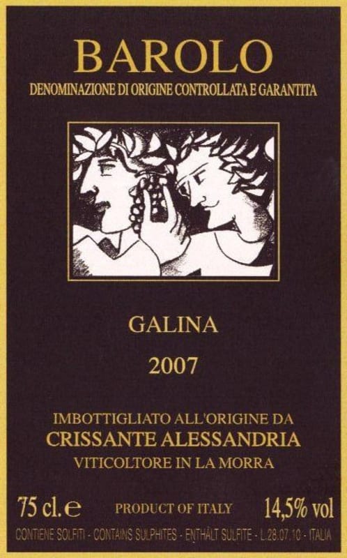 Crissante Alessandria Barolo Galina 2007 Front Label
