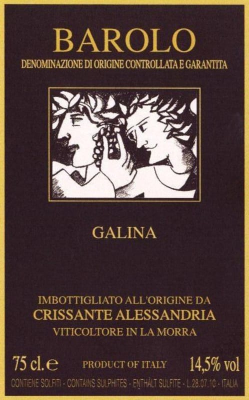 Crissante Alessandria Barolo Galina 2010 Front Label