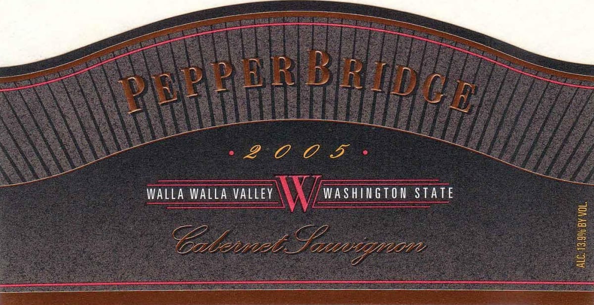 Pepper Bridge Winery Cabernet Sauvignon 2005 Front Label