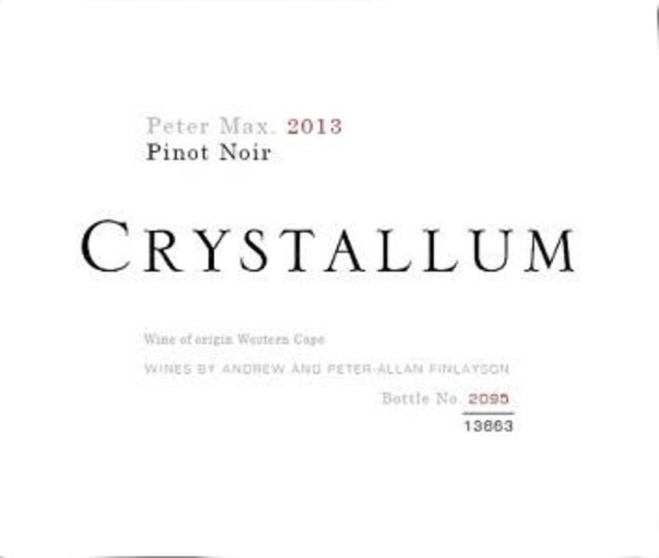 Crystallum Peter Max Pinot Noir 2013 Front Label