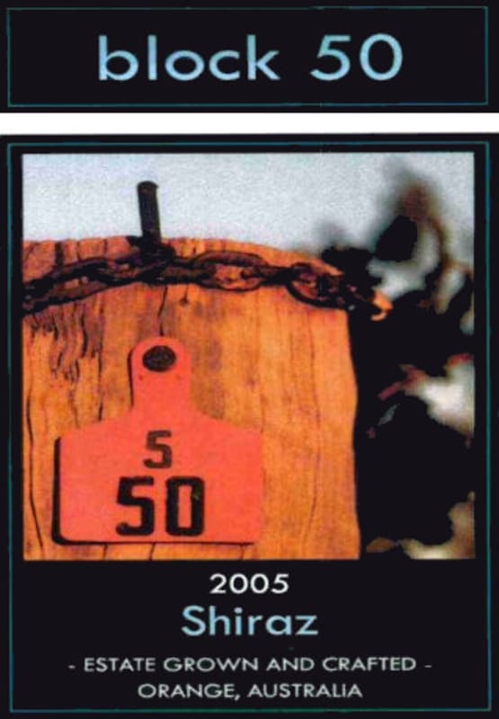 Cumulus Wines Block 50 Shiraz 2005 Front Label