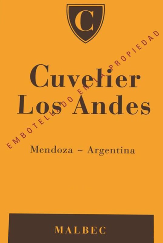 Cuvelier Los Andes Malbec 2012 Front Label