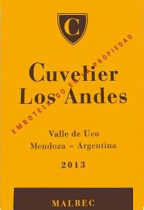 Cuvelier Los Andes Malbec 2013 Front Label