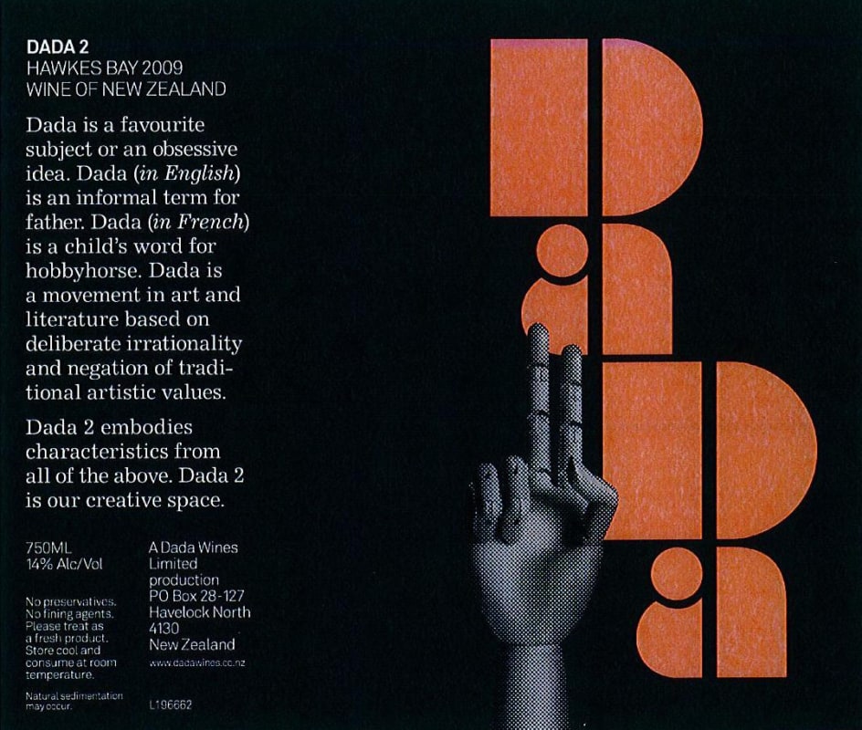 Dada Wines Dada 2 2009 Front Label