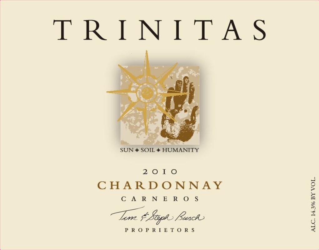 Trinitas Cellars Carneros Chardonnay 2010 Front Label