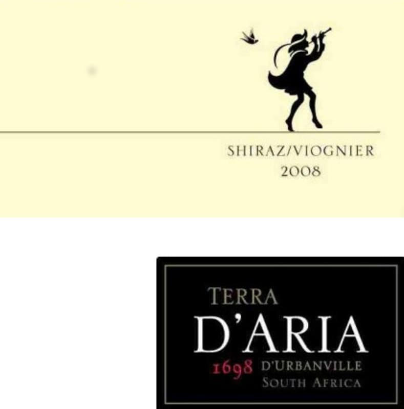 D'Aria Winery Shiraz Viognier 2008 Front Label