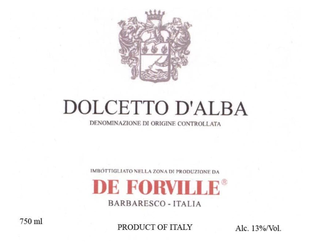 De Forville Dolcetto d'Alba 2014 Front Label