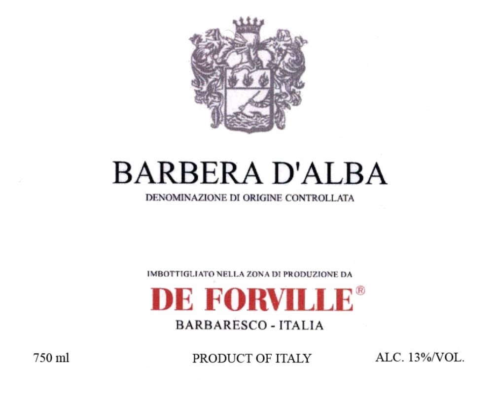 De Forville Barbera d'Alba 2014 Front Label