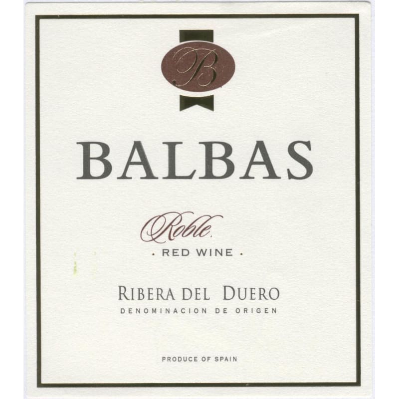 Bodegas Balbas Roble 2011 Front Label