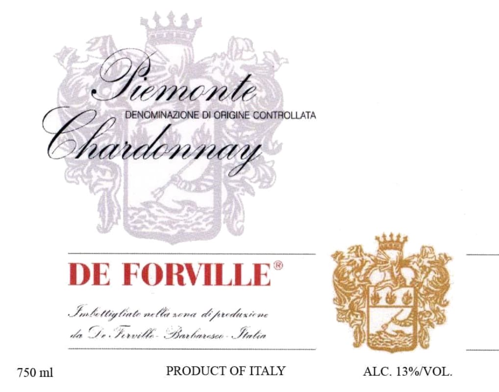 De Forville Piemonte Chardonnay 2014 Front Label