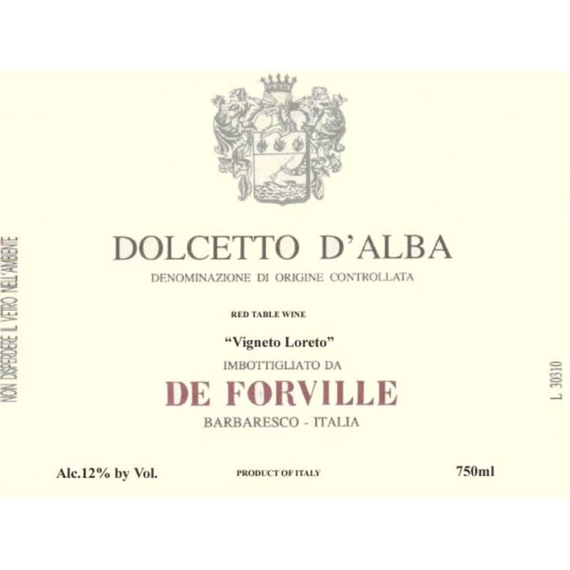 De Forville Dolcetto d'Alba Vigneto Loreto 2011 Front Label