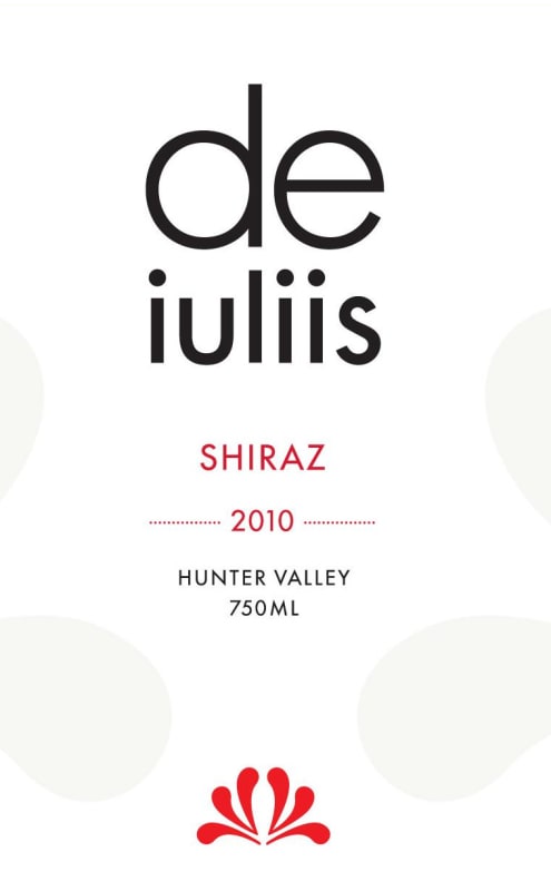 De Iuliis Wines Shiraz 2010 Front Label