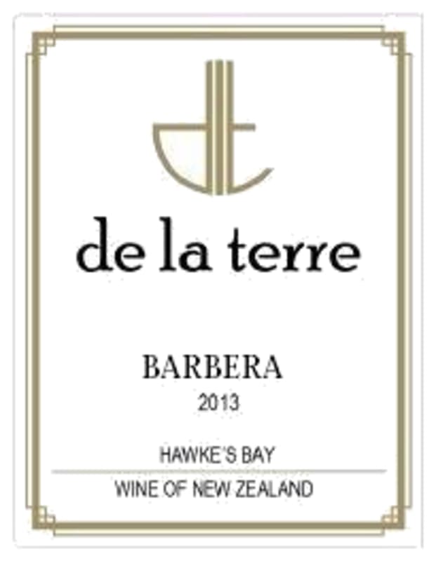 De La Terre Winery Barbera 2013 Front Label