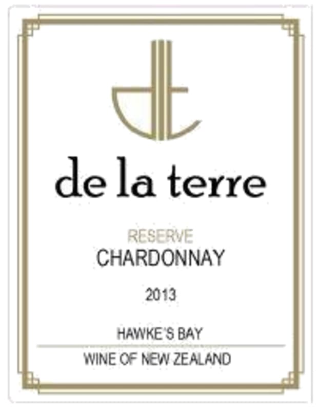 De La Terre Winery Reserve Chardonnay 2013 Front Label