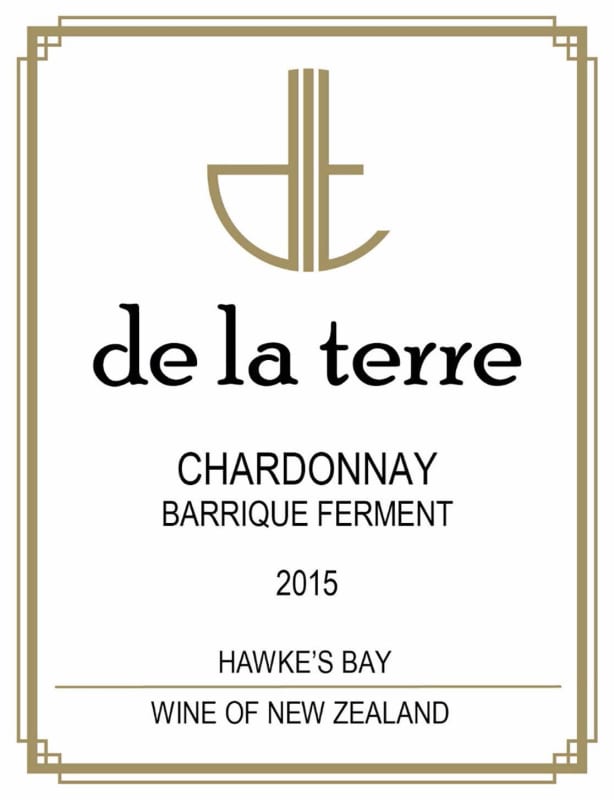 De La Terre Winery Barrique Ferment Chardonnay 2015 Front Label