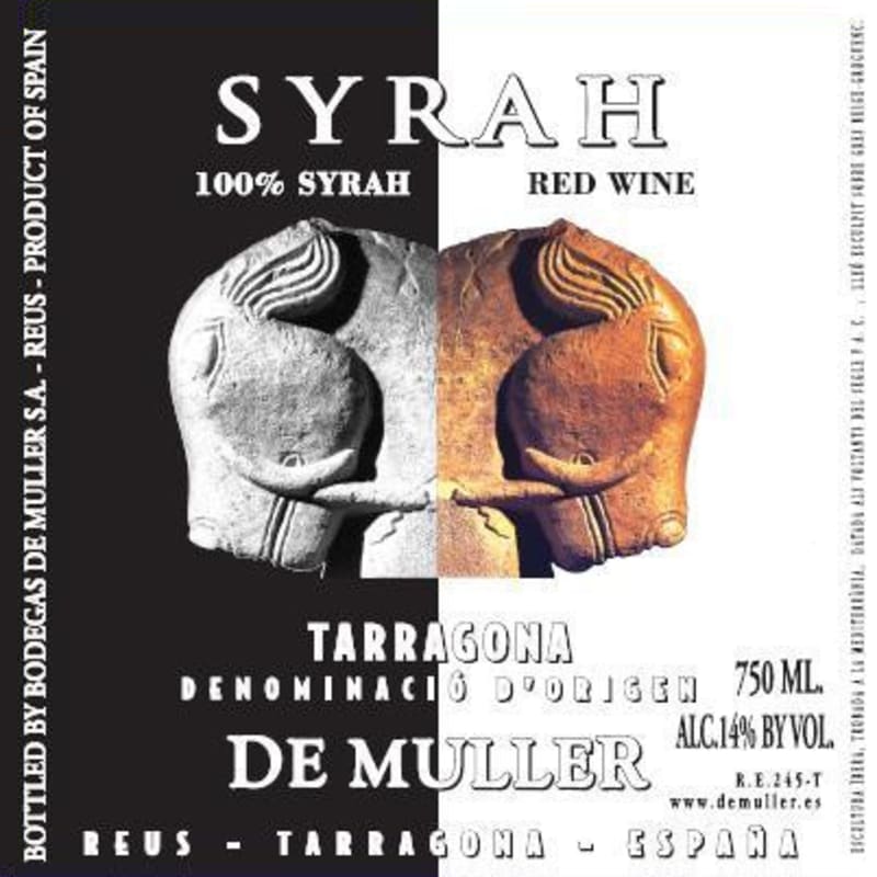 De Muller Syrah 2015 Front Label