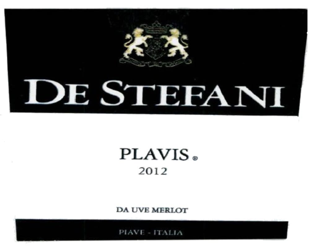 De Stefani Veneto Plavis Merlot 2012 Front Label