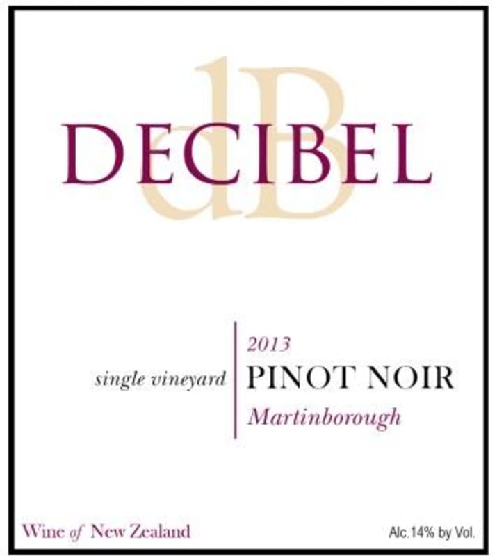 Decibel Wines Single Vineyard Pinot Noir 2013 Front Label