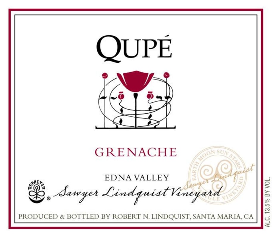 Qupe Sawyer Lindquist Vineyard Grenache 2014 Front Label