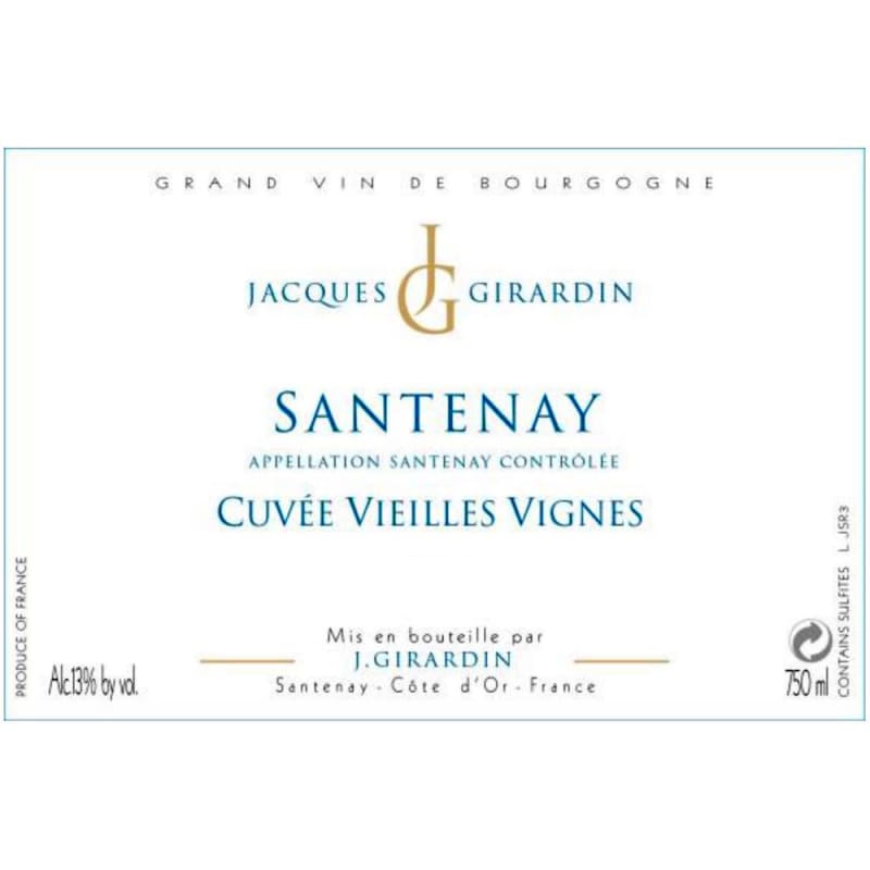 Domaine Jacques Girardin Santenay Cuvee Vieilles Vignes 2013 Front Label