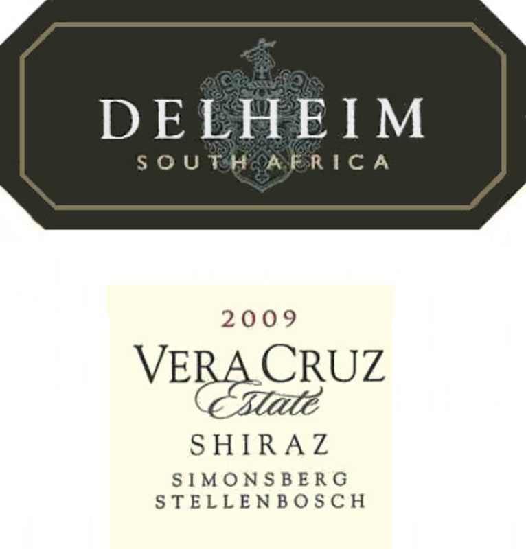 Delheim Wines Vera Cruz Estate Shiraz 2009 Front Label