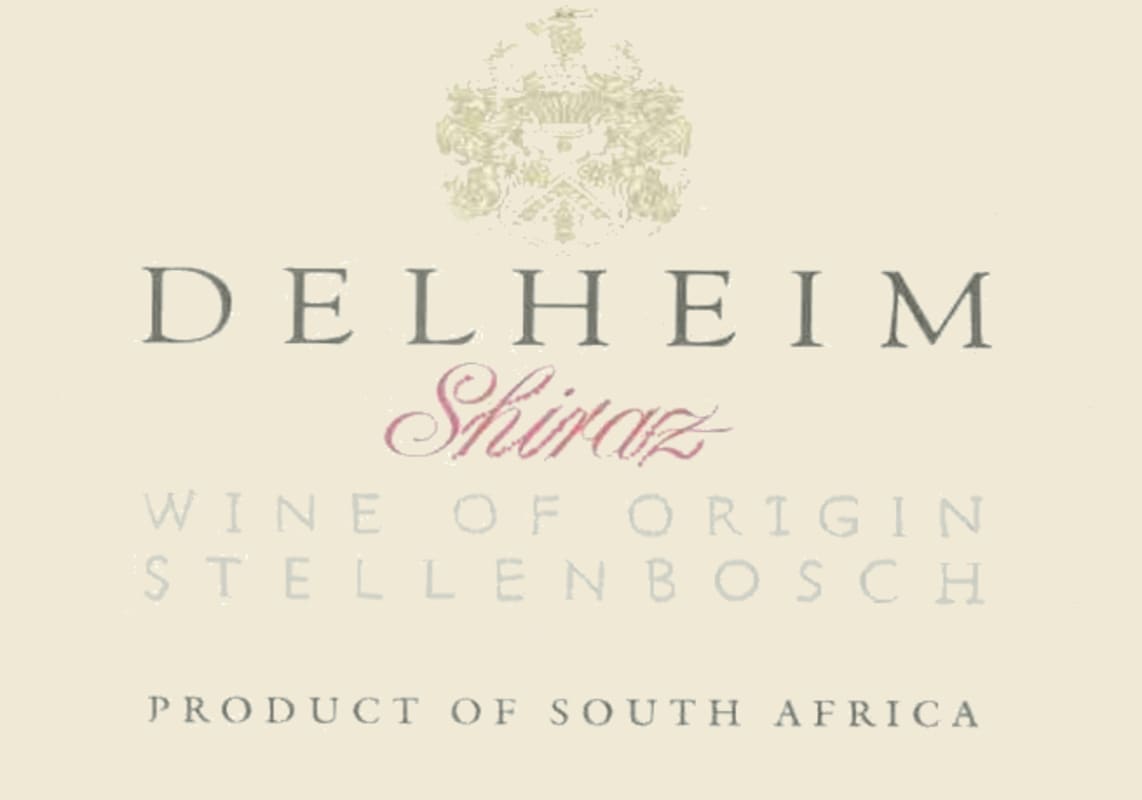 Delheim Wines Shiraz 2007 Front Label