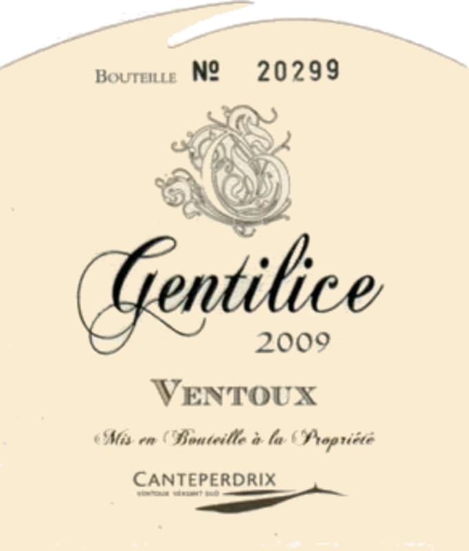 Demazet Vignobles Ventoux Cave de Canteperdrix Gentilice 2009 Front Label