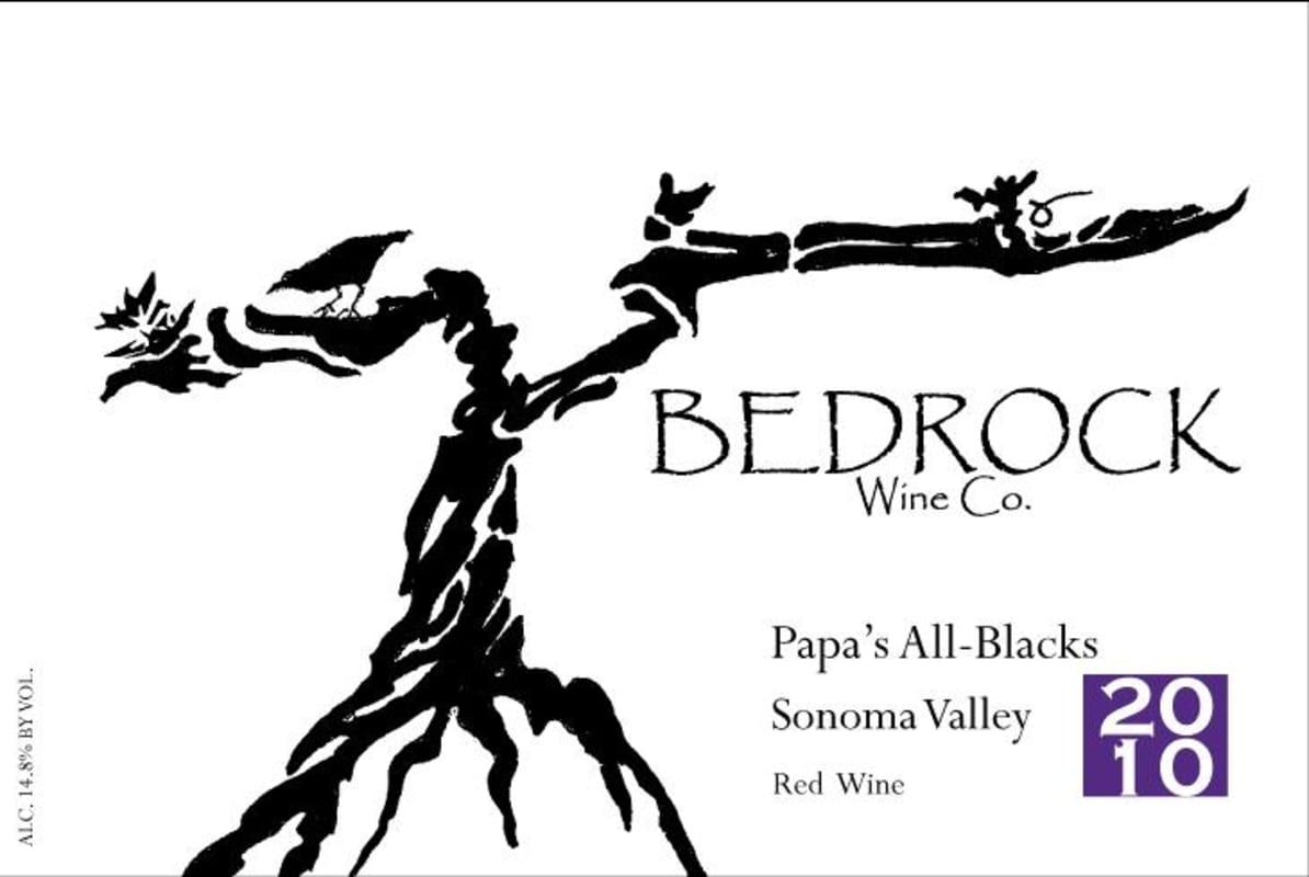 Bedrock Wine Company Papa's All-Blacks 2010 Front Label
