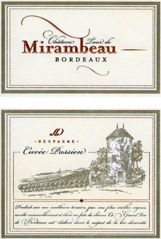 Despagne Chateau Tour de Mirambeau Cuvee Passion 2011 Front Label