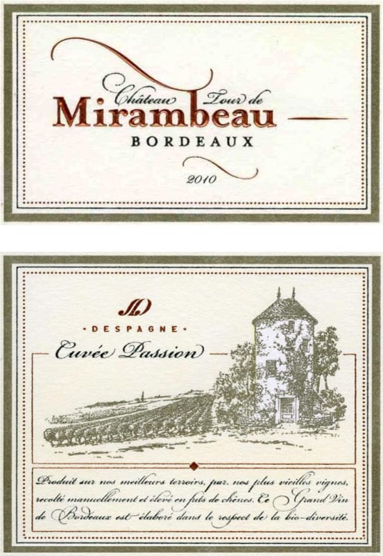 Despagne Chateau Tour de Mirambeau Cuvee Passion Blanc 2010 Front Label