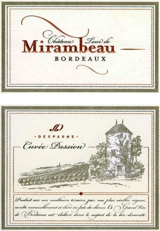 Despagne Chateau Tour de Mirambeau Cuvee Passion Blanc 2013 Front Label
