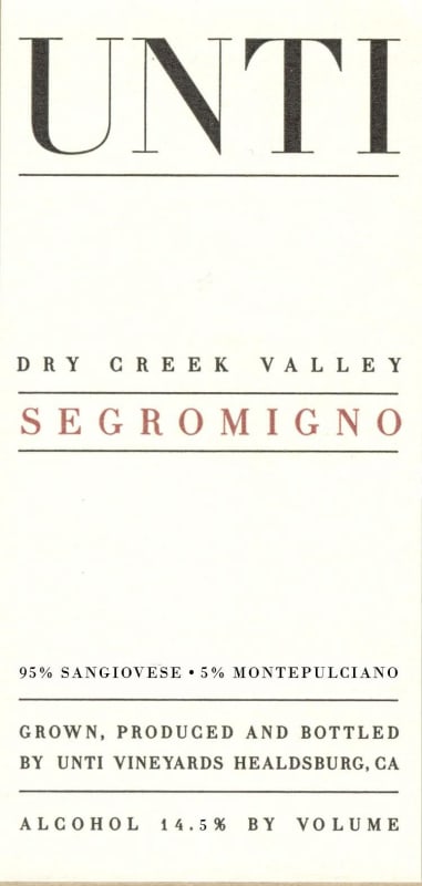 Unti Segromigno Red Blend 2011 Front Label