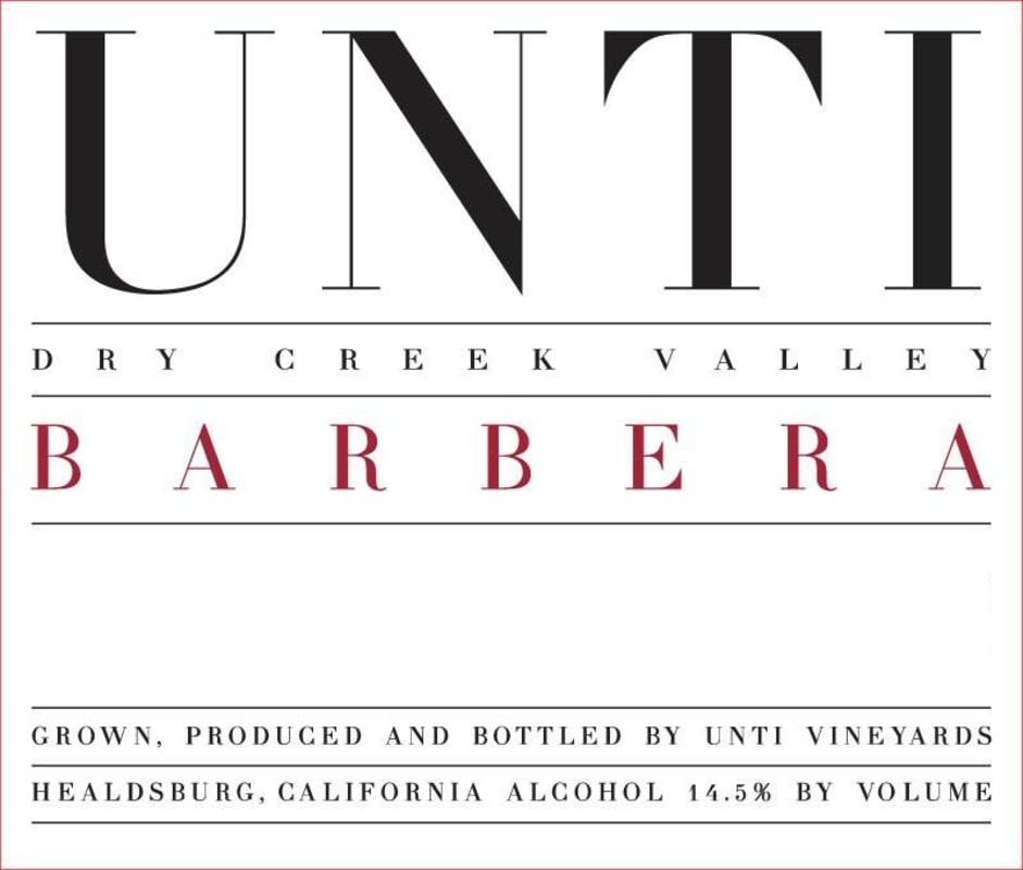Unti Barbera 2013 Front Label