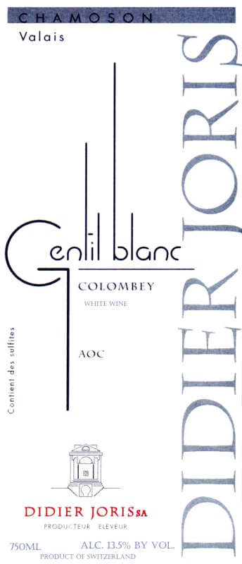 Didier Joris Chamoson Gentil Blanc 2012 Front Label